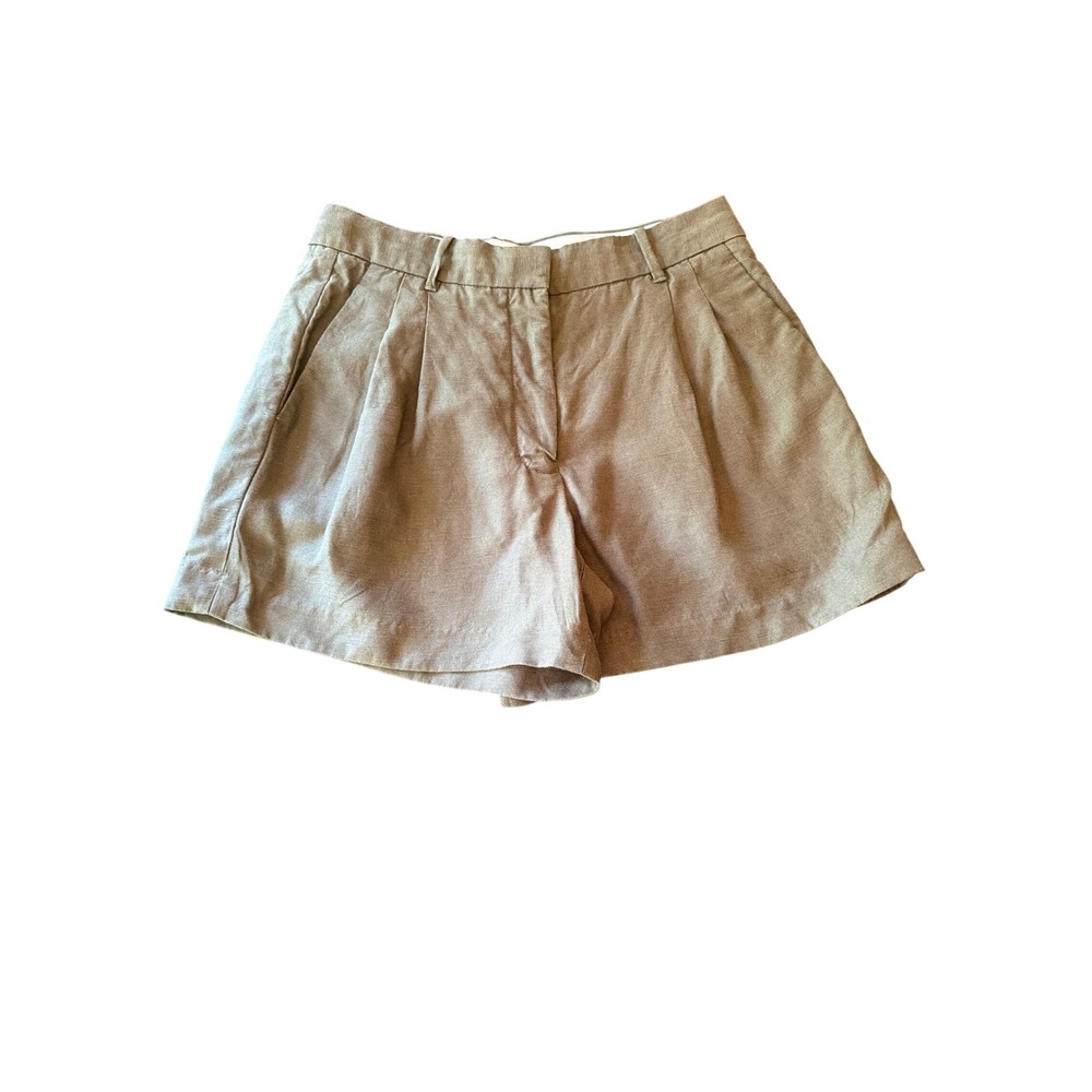 Aritzia Wilfred Shorts Olive Green Effortless Short Pleated Linen Blend 10
